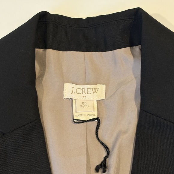 J Crew Wool Blend Blazer Jacket Petite 00P Black Classic Career Academia Capsule - Picture 6 of 14